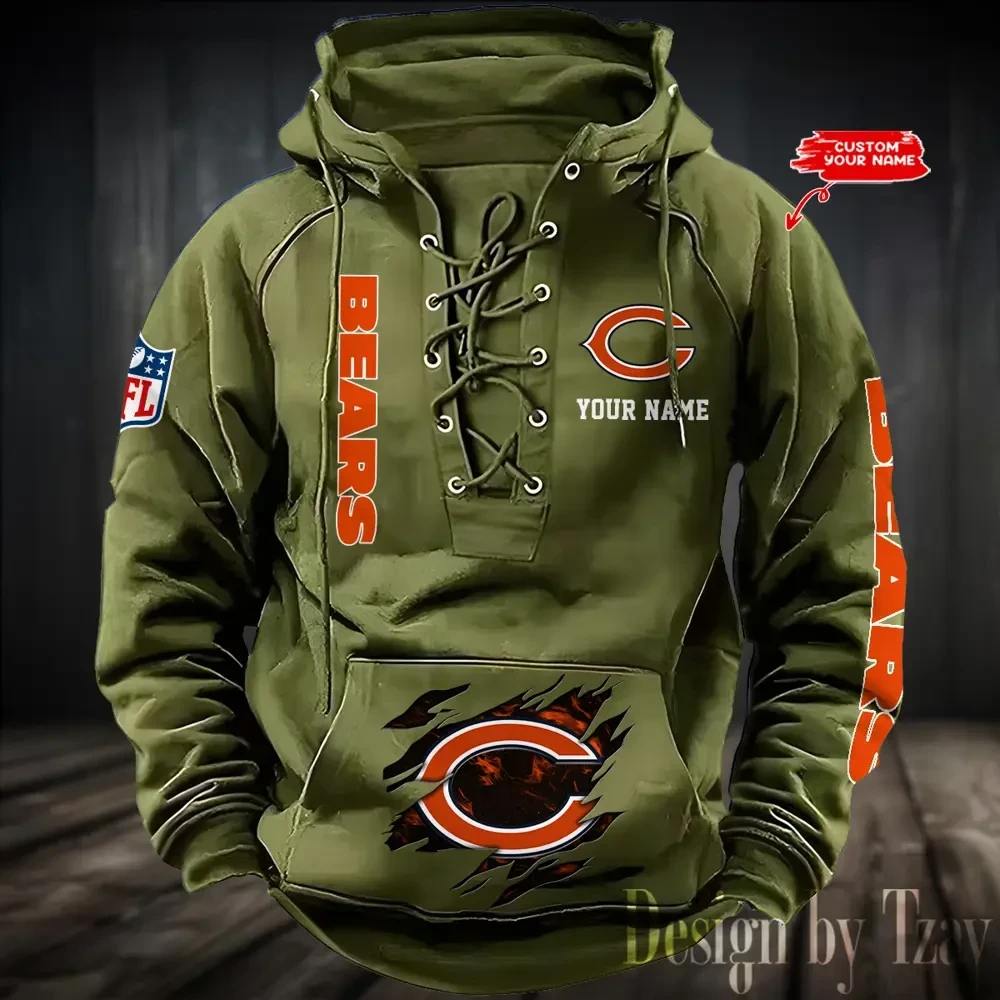 Chicago Bears Men's Hooded Lace-up Hoodie PBCG1IO