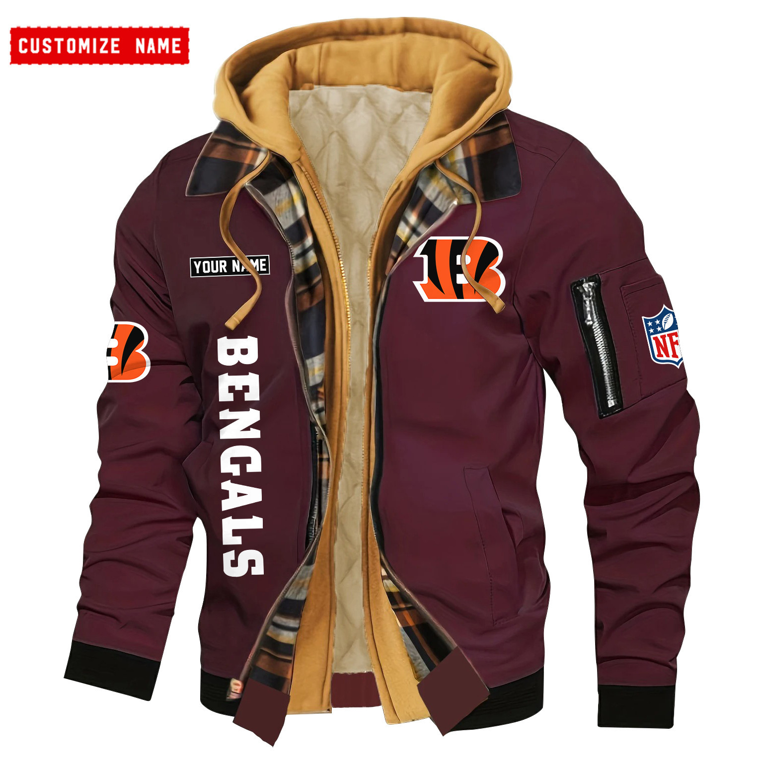 Cincinnati Bengals Jacket Casual Fake Two Piece Design SPTJCFTPD039