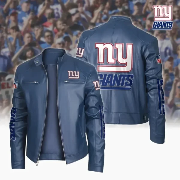 New York Giants Custom Name Sport Leather Jacket PB8RYBX