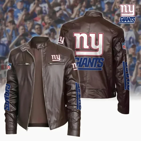 New York Giants Custom Name Sport Leather Jacket PB8RYBX