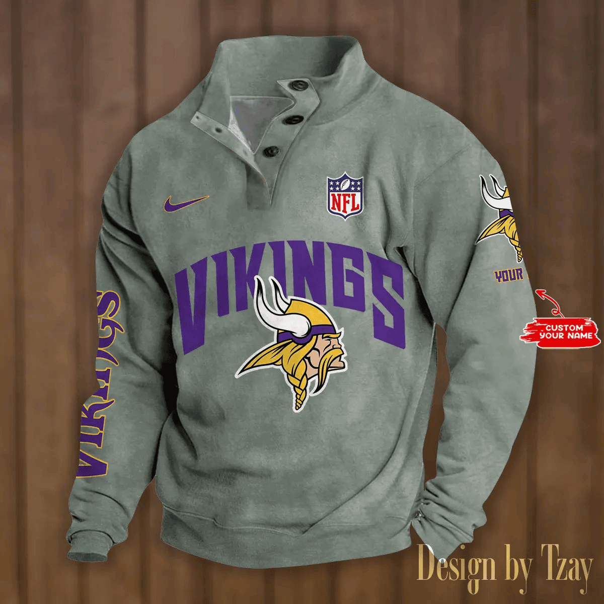 Minnesota Vikings Double Breasted Stand Collar hoodie S9DBSCH053