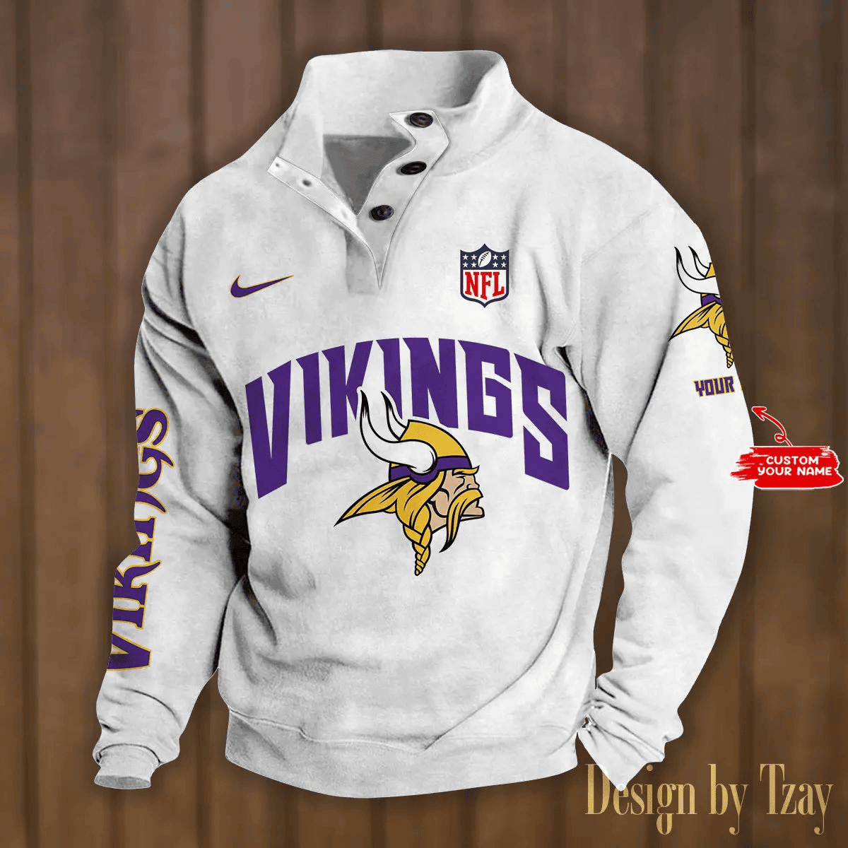 Minnesota Vikings Double Breasted Stand Collar hoodie PBI1ROQ