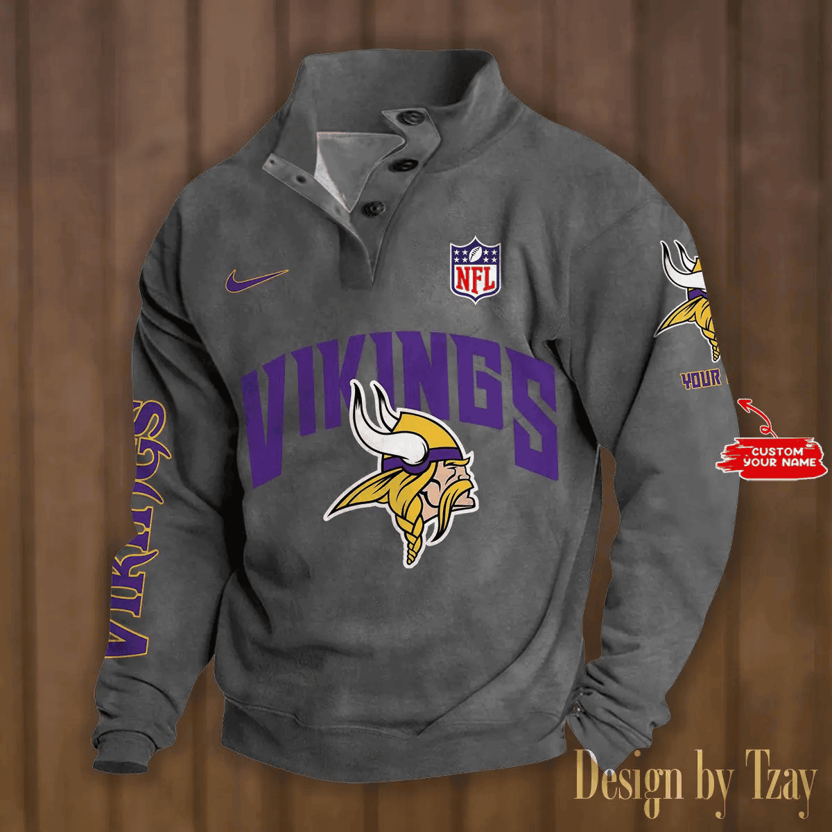 Minnesota Vikings Double Breasted Stand Collar hoodie PBI1ROQ