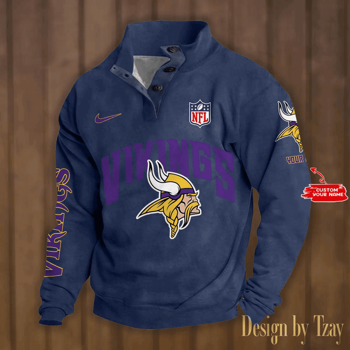 Minnesota Vikings Double Breasted Stand Collar hoodie PBI1ROQ
