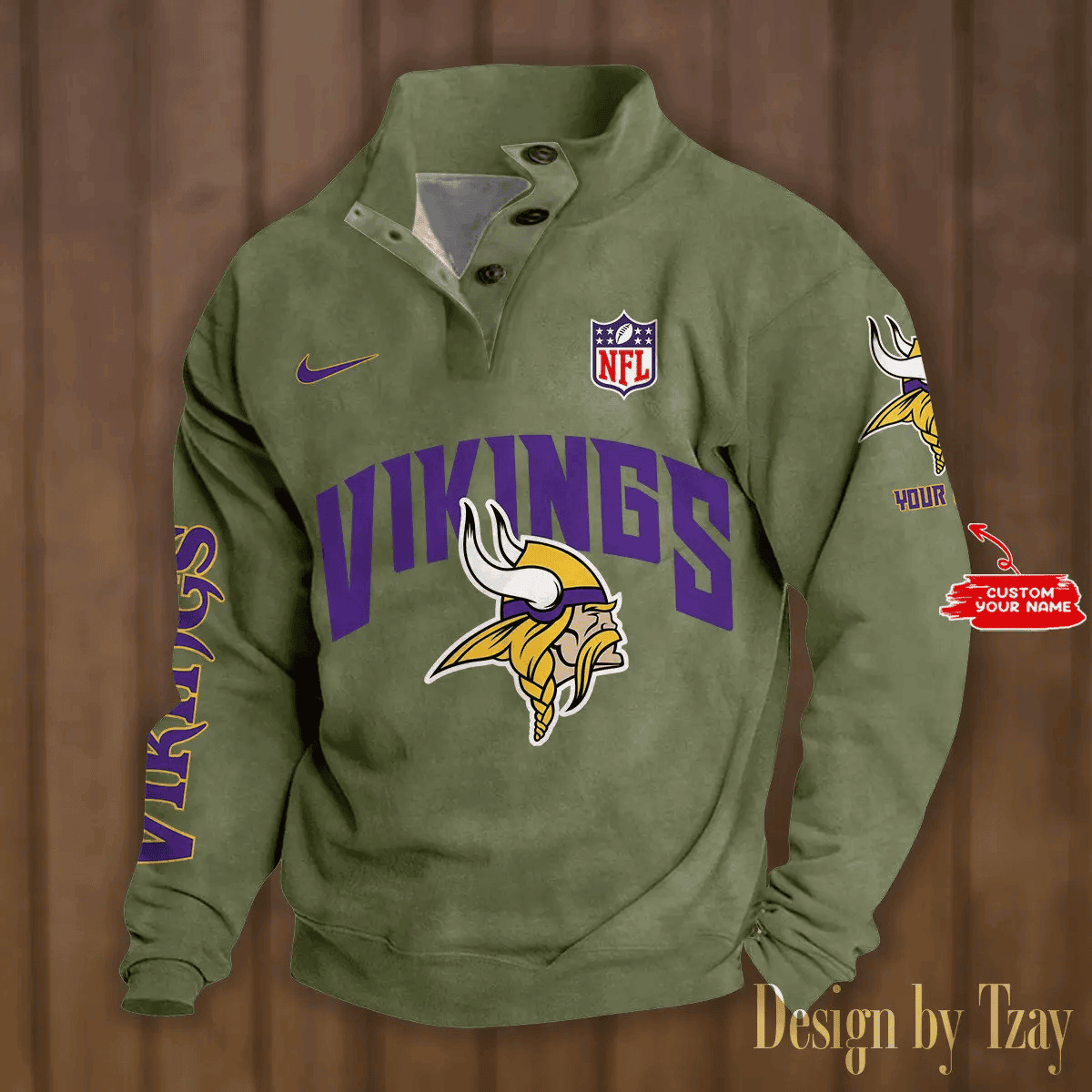 Minnesota Vikings Double Breasted Stand Collar hoodie PBI1ROQ