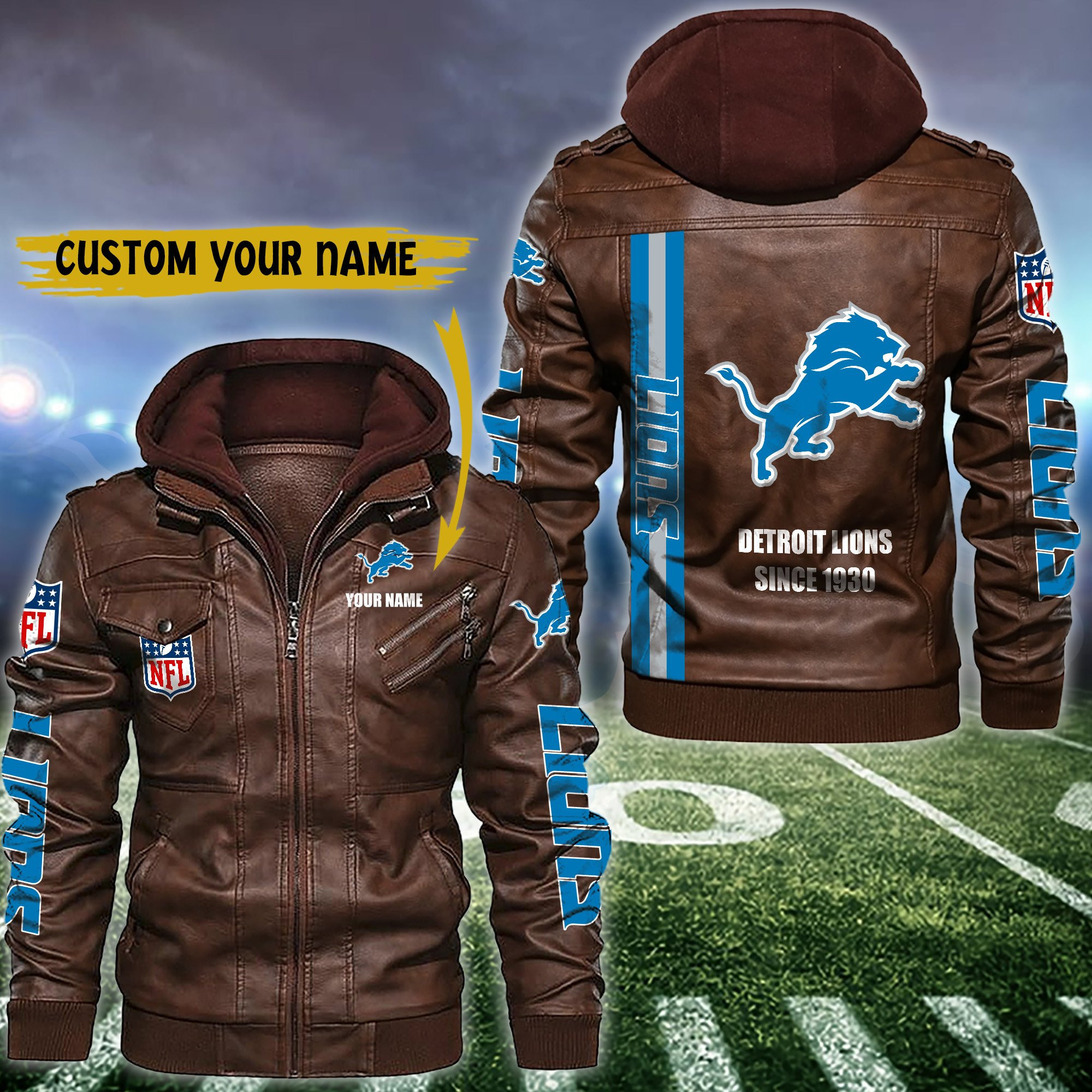 Detroit Lions Leather Jacket ZPL67