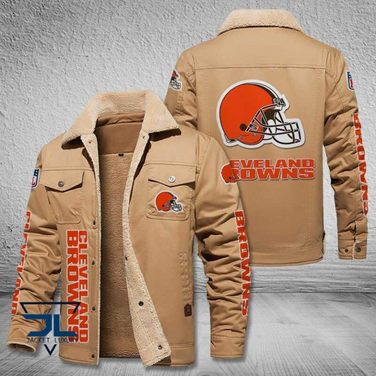 Cleveland Browns NFL Fleece Leather Jacket V3116