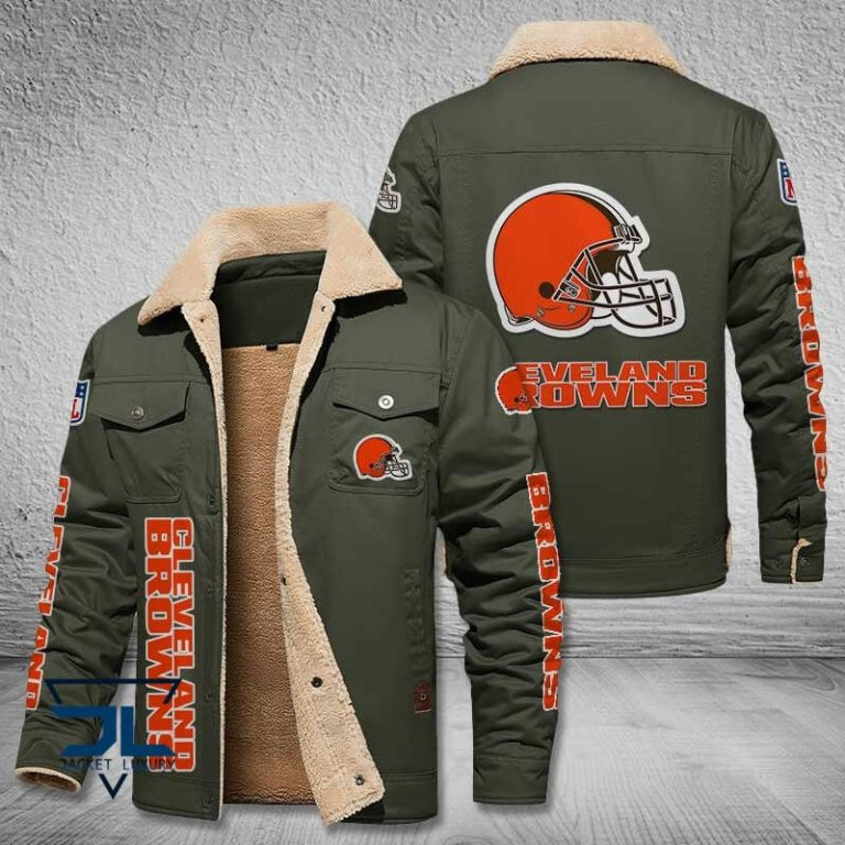 Cleveland Browns NFL Fleece Leather Jacket PBA5SB1