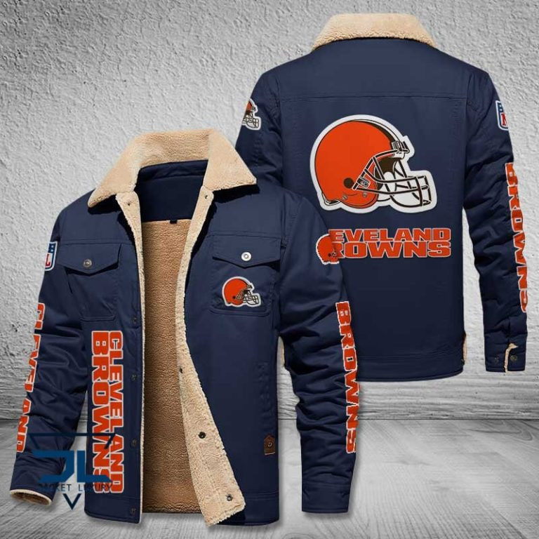 Cleveland Browns NFL Fleece Leather Jacket PBA5SB1