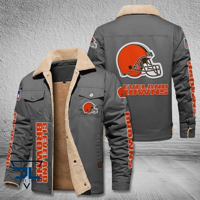 Cleveland Browns NFL Fleece Leather Jacket PBA5SB1