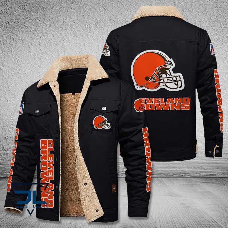 Cleveland Browns NFL Fleece Leather Jacket PBA5SB1