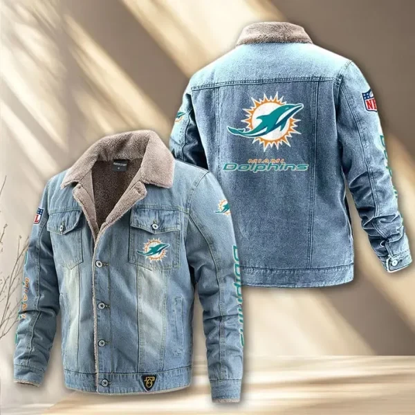 Miami Dolphins Fleece Lined Denim Jacket PBD9CE6