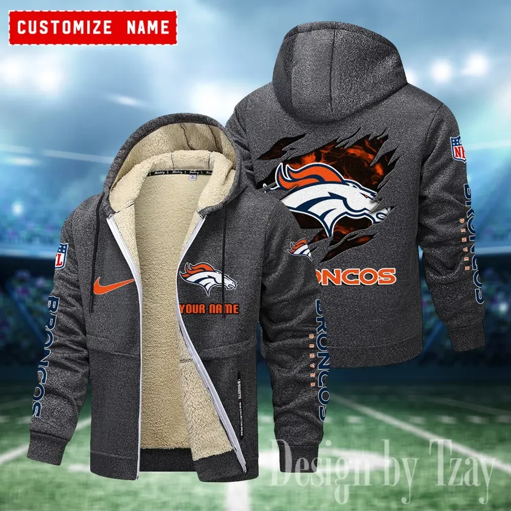 Denver Broncos Hoodies Zip Velvet Coat PBPKVX7
