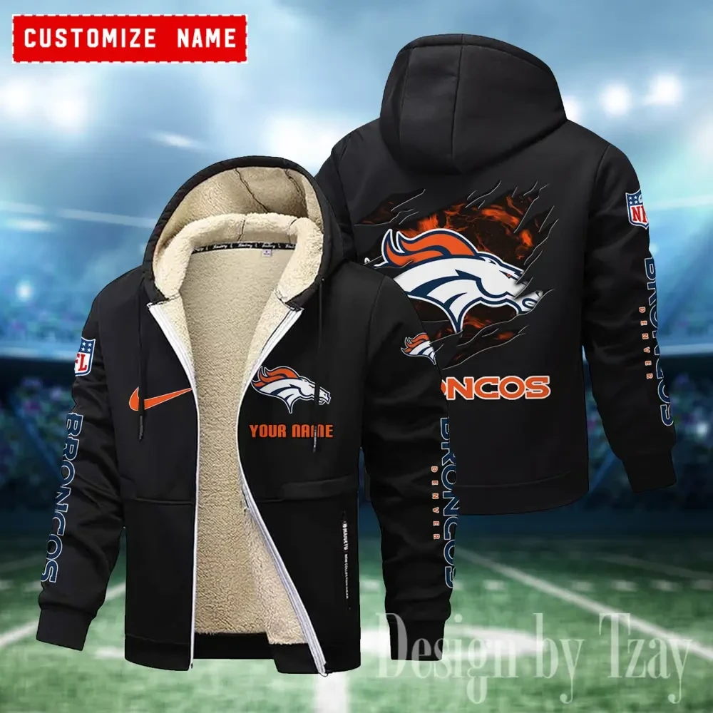 Denver Broncos Hoodies Zip Velvet Coat PBPKVX7