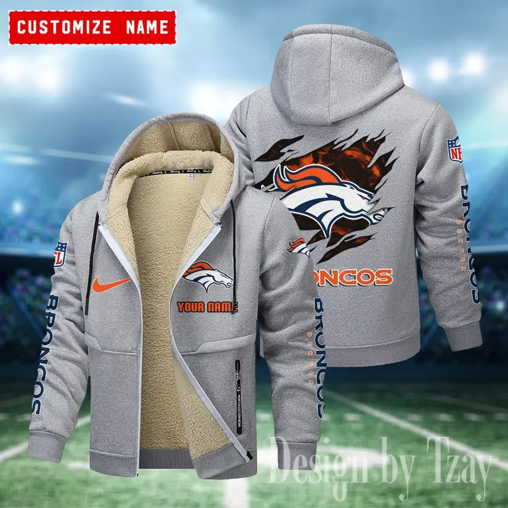 Denver Broncos Hoodies Zip Velvet Coat PBPKVX7