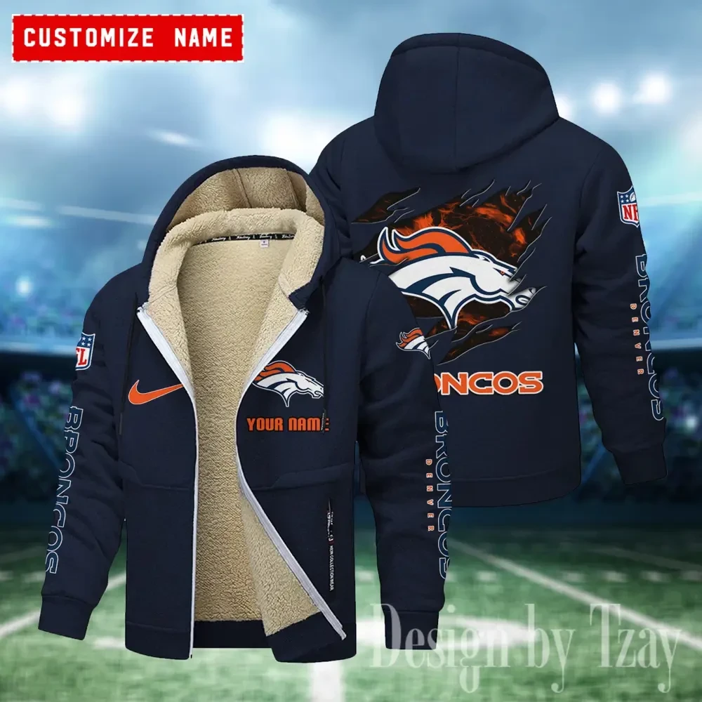 Denver Broncos Hoodies Zip Velvet Coat PBPKVX7