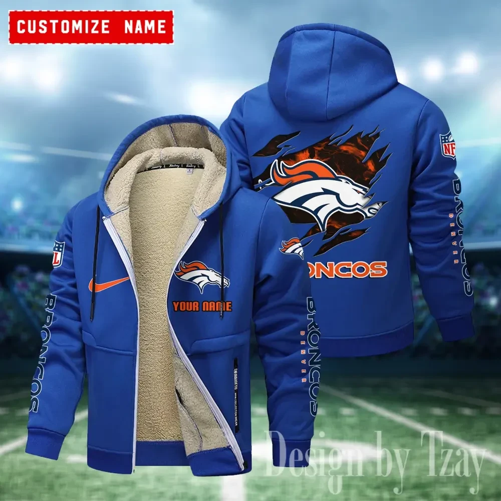 Denver Broncos Hoodies Zip Velvet Coat PBPKVX7