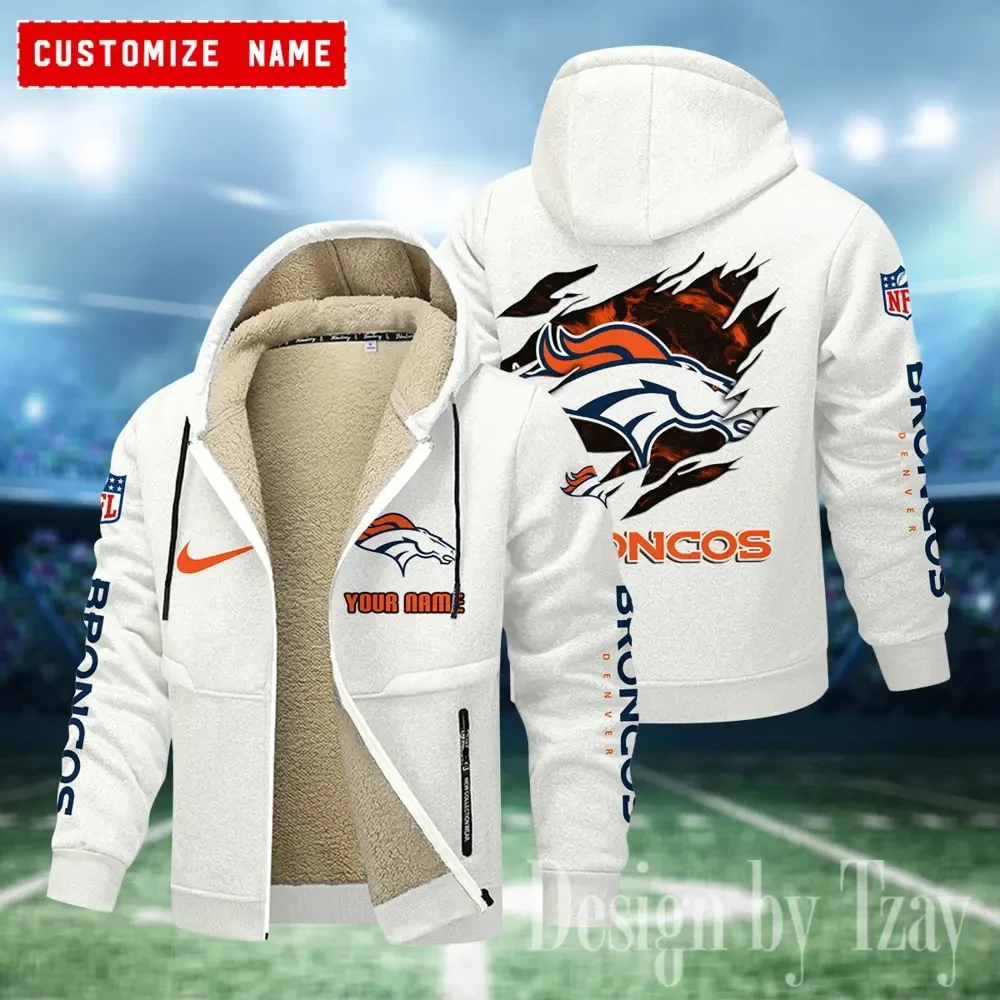 Denver Broncos Hoodies Zip Velvet Coat PBPKVX7
