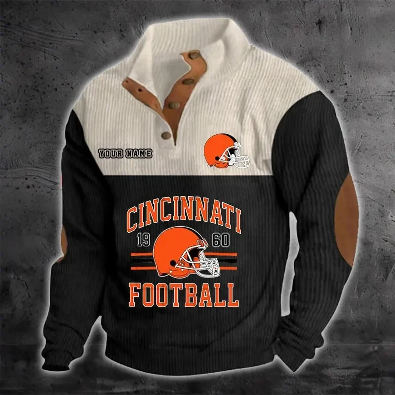 Cincinnati Bengals S9DBSCH1175 Color Block Stand Collar Sweatshirt