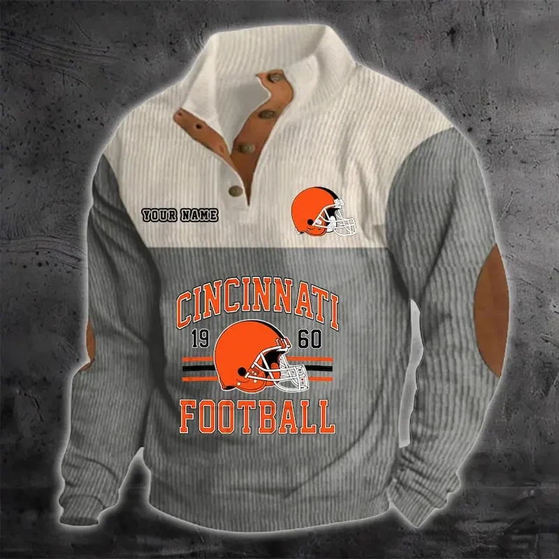 Cincinnati Bengals Color Block Stand Collar Sweatshirt PBZVWY5