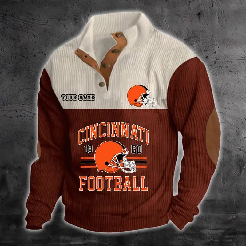 Cincinnati Bengals Color Block Stand Collar Sweatshirt PBZVWY5