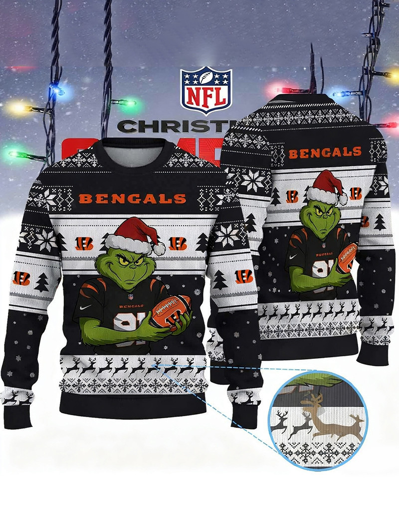 Cincinnati Bengals Christmas Premium Grinch Ugly Sweater GU83