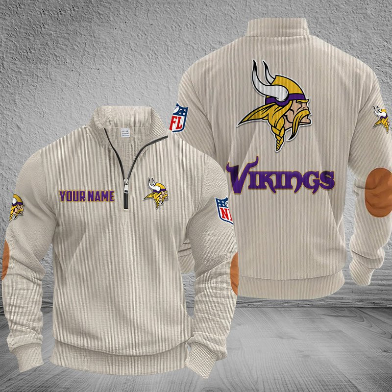 Minnesota Vikings DMSH0289 Stand Collar Half-zip Sweatshirt Multicolor