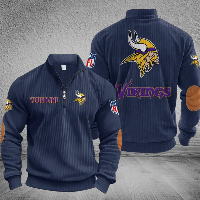 Minnesota Vikings Stand Collar Half-zip Sweatshirt Multicolor PBQVWT6