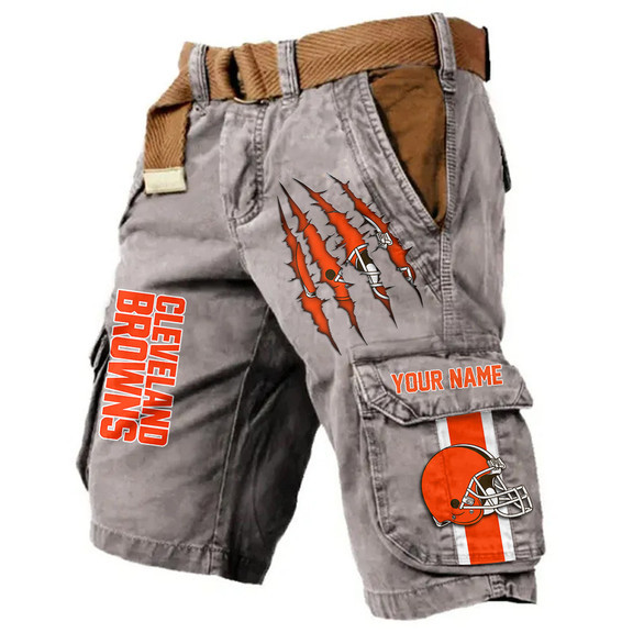 Cleveland Browns Pocket Print Cargo Shorts (Belt Not Included) S9MCS214