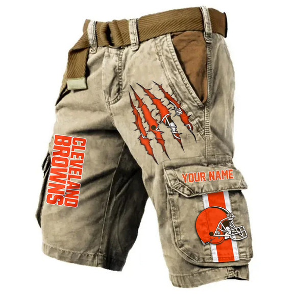 Cleveland Browns Pocket Print Cargo Shorts (Belt Not Included) PB4GCW7