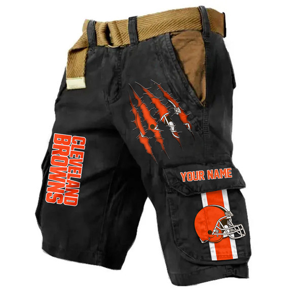 Cleveland Browns Pocket Print Cargo Shorts (Belt Not Included) PB4GCW7