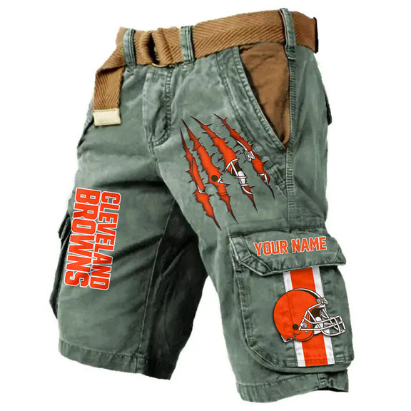 Cleveland Browns Pocket Print Cargo Shorts (Belt Not Included) PB4GCW7