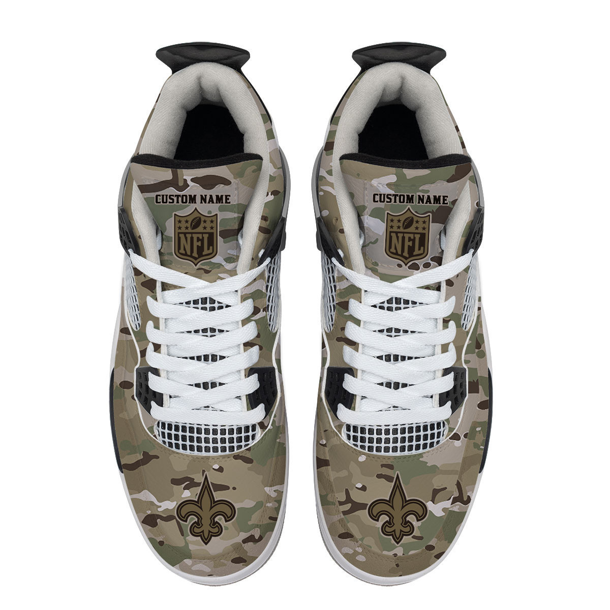New Orleans Saints Camo Personalized AJ4 Sneakers PBBV23U