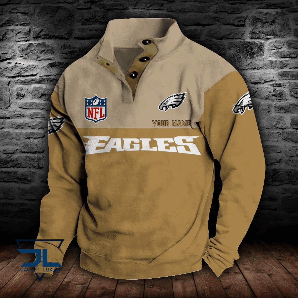 Philadelphia Eagles Double Breasted Stand Collar Hoodie S9DBSCH026