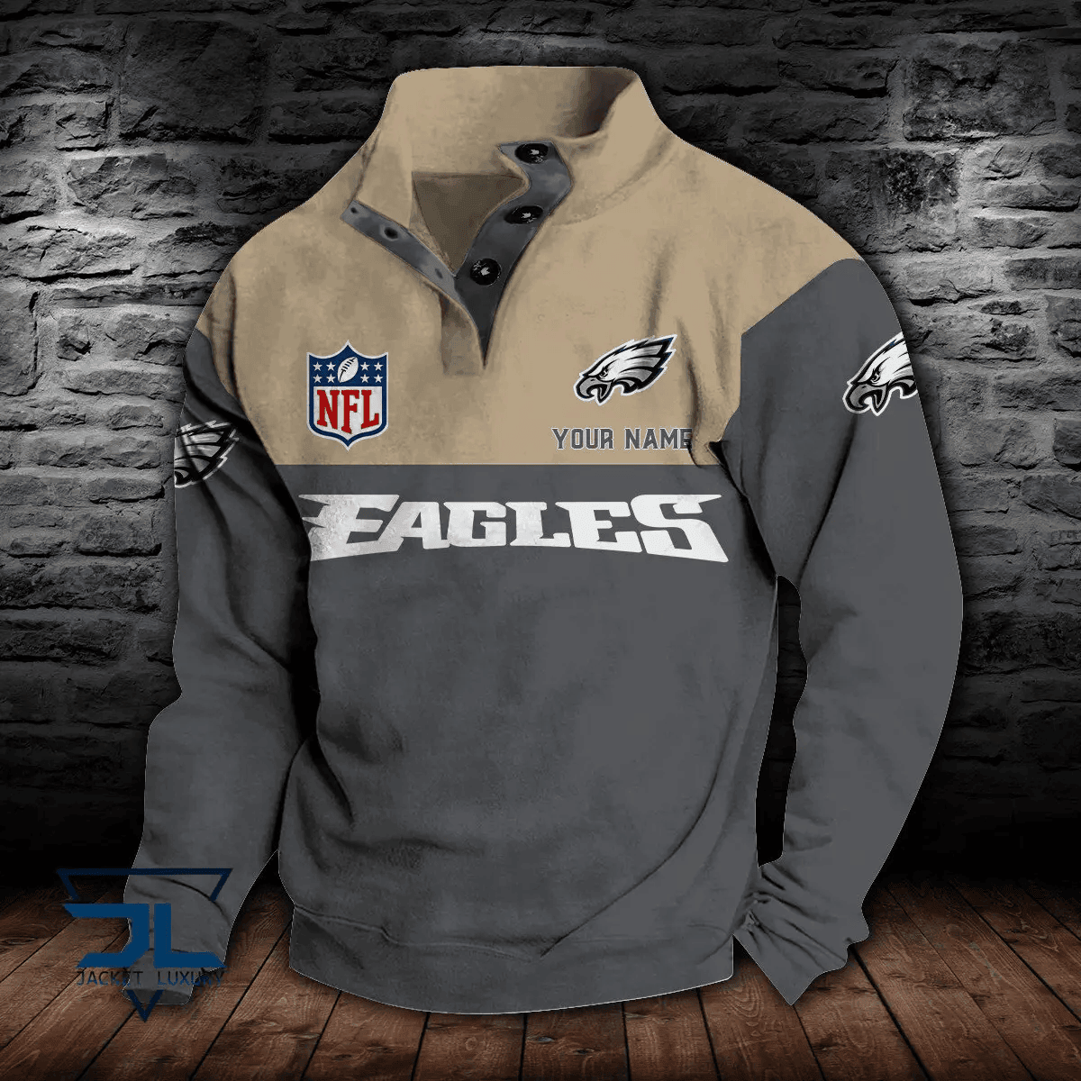 Philadelphia Eagles Double Breasted Stand Collar Hoodie PBFT27V