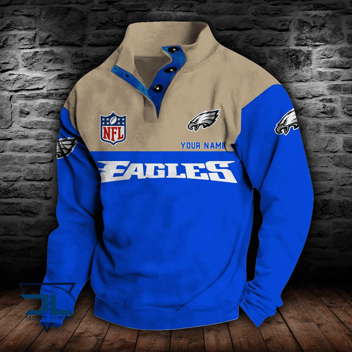 Philadelphia Eagles Double Breasted Stand Collar Hoodie PBFT27V