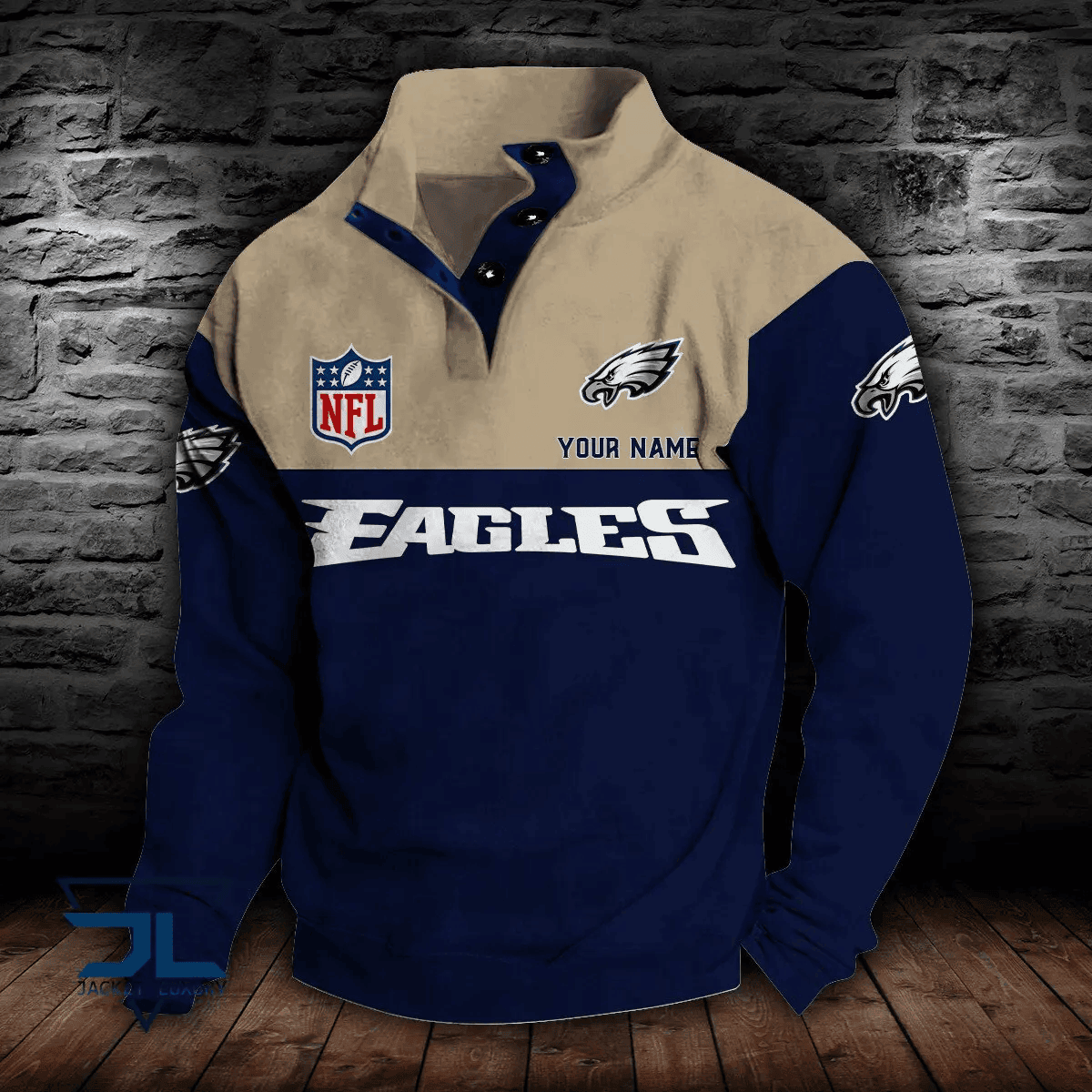 Philadelphia Eagles Double Breasted Stand Collar Hoodie PBFT27V