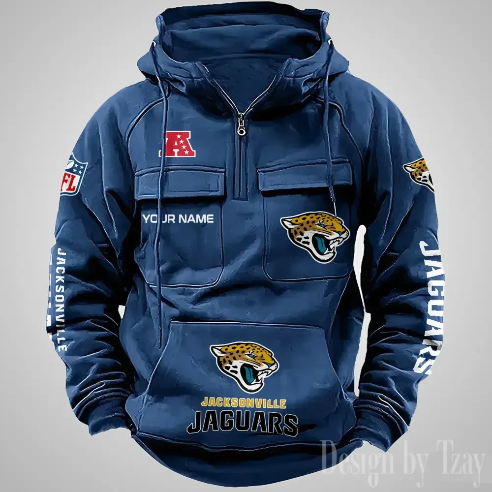 Jacksonville Jaguars Fashionable Outerwear Men's Autumn Winter Hooded Sweatshirt Cool Motorcycle Shirt PBTB6BF