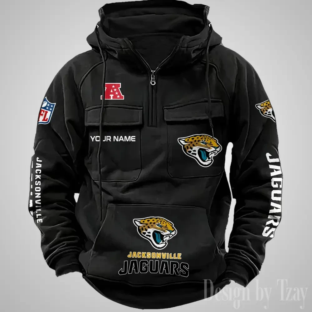 Jacksonville Jaguars Fashionable Outerwear Men's Autumn Winter Hooded Sweatshirt Cool Motorcycle Shirt PBTB6BF