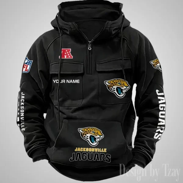 Jacksonville Jaguars Fashionable Outerwear Men's Autumn Winter Hooded Sweatshirt Cool Motorcycle Shirt PBTB6BF