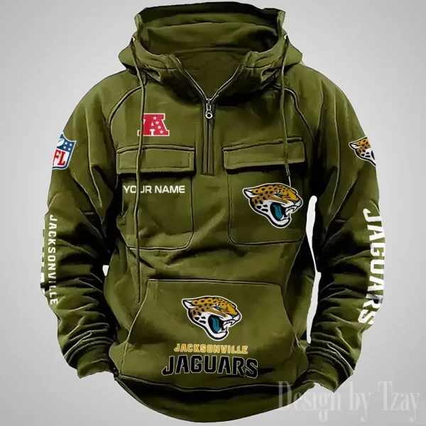 Jacksonville Jaguars Fashionable Outerwear Men's Autumn Winter Hooded Sweatshirt Cool Motorcycle Shirt PBTB6BF