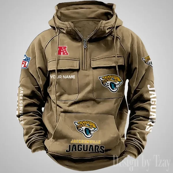Jacksonville Jaguars Fashionable Outerwear Men's Autumn Winter Hooded Sweatshirt Cool Motorcycle Shirt PBTB6BF
