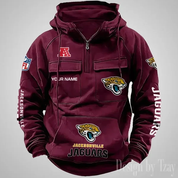 Jacksonville Jaguars Fashionable Outerwear Men's Autumn Winter Hooded Sweatshirt Cool Motorcycle Shirt PBTB6BF