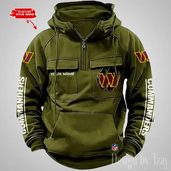Washington Commanders Designer Hoodies For Men Casual Fashion Solid Multi-Pocket Zipper Long Slevee PB15SBD