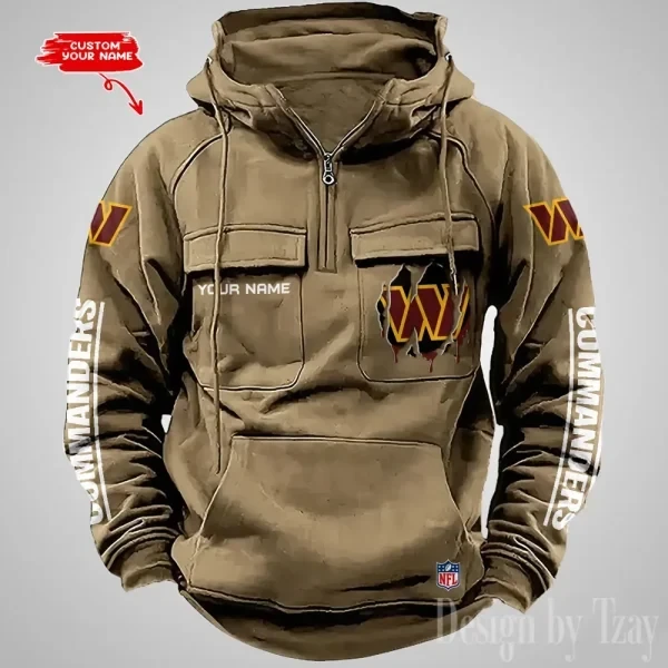 Washington Commanders Designer Hoodies For Men Casual Fashion Solid Multi-Pocket Zipper Long Slevee PB15SBD