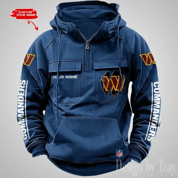 Washington Commanders Designer Hoodies For Men Casual Fashion Solid Multi-Pocket Zipper Long Slevee PB15SBD