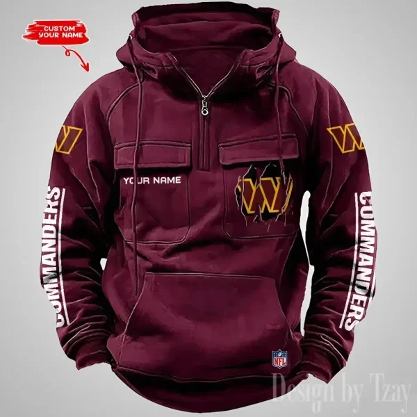 Washington Commanders Designer Hoodies For Men Casual Fashion Solid Multi-Pocket Zipper Long Slevee PB15SBD