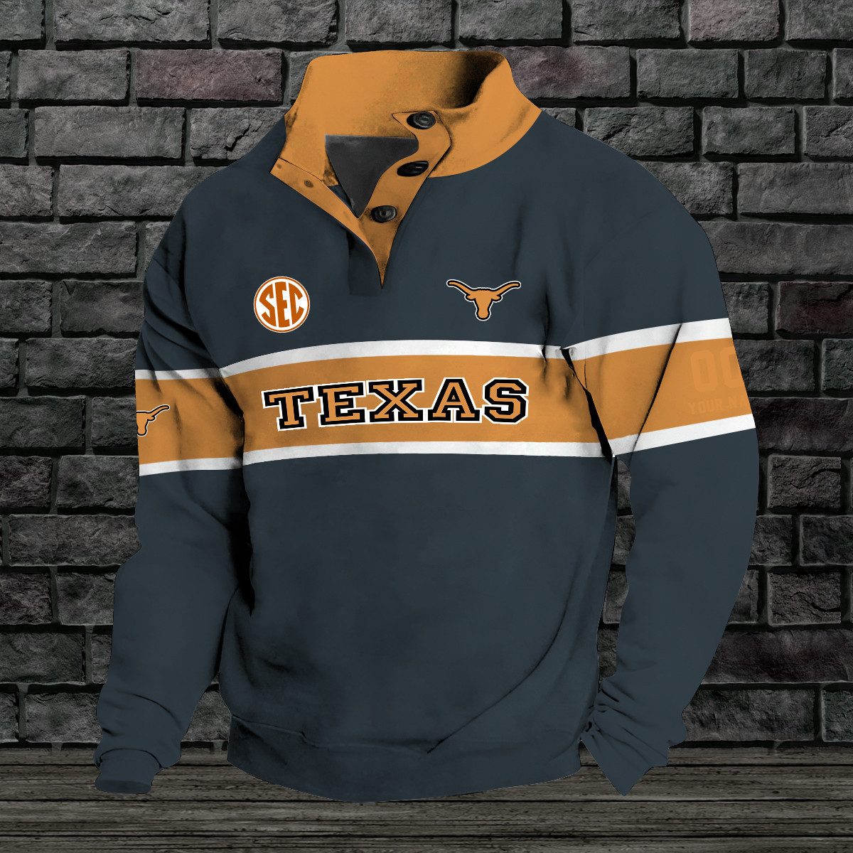 Texas Longhorns Double Breasted Stand Collar Hoodies LUXY7AD4