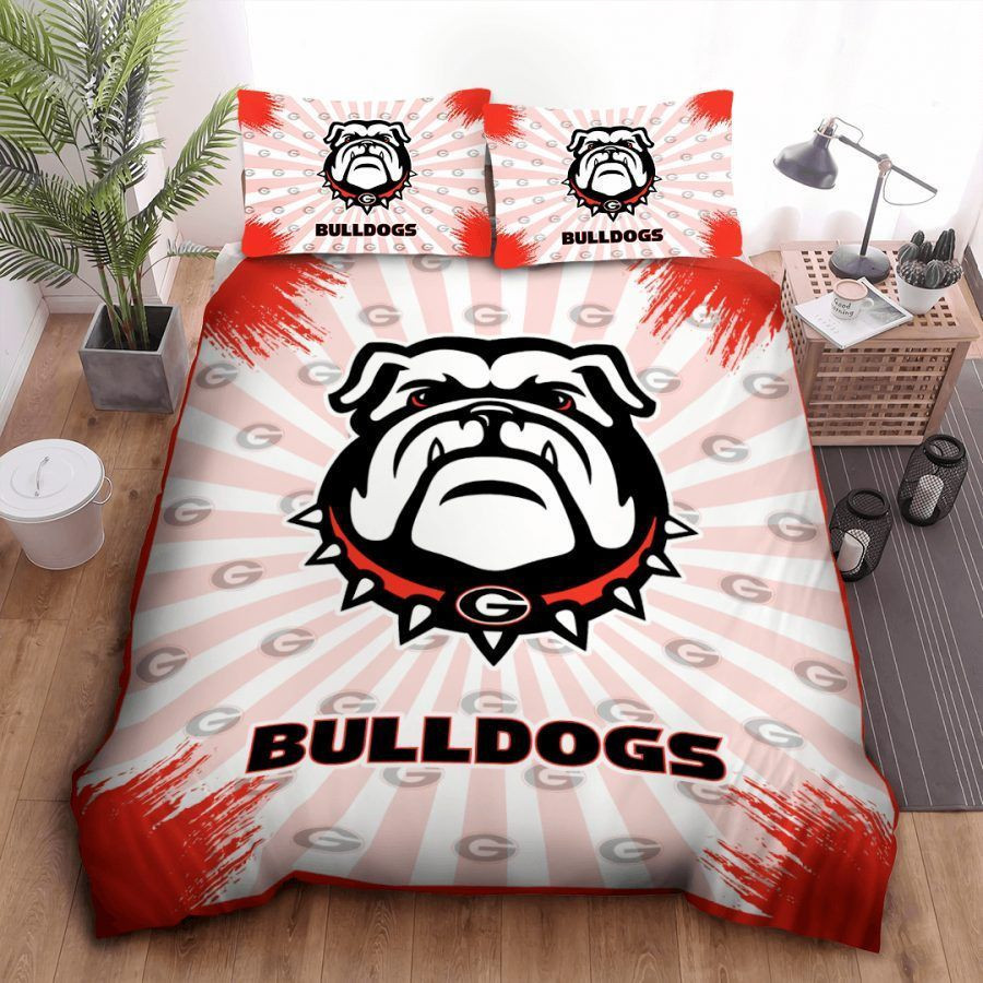 Georgia Bulldogs Big Logo All Over Print 3D Bedding Set - White Orange. PLEASE NOTE: This is a duvet cover, NOT a Comforter