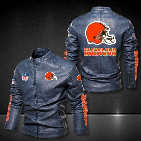 Cleveland Browns Stand-up Collar Leather Jacket PBF9H9X